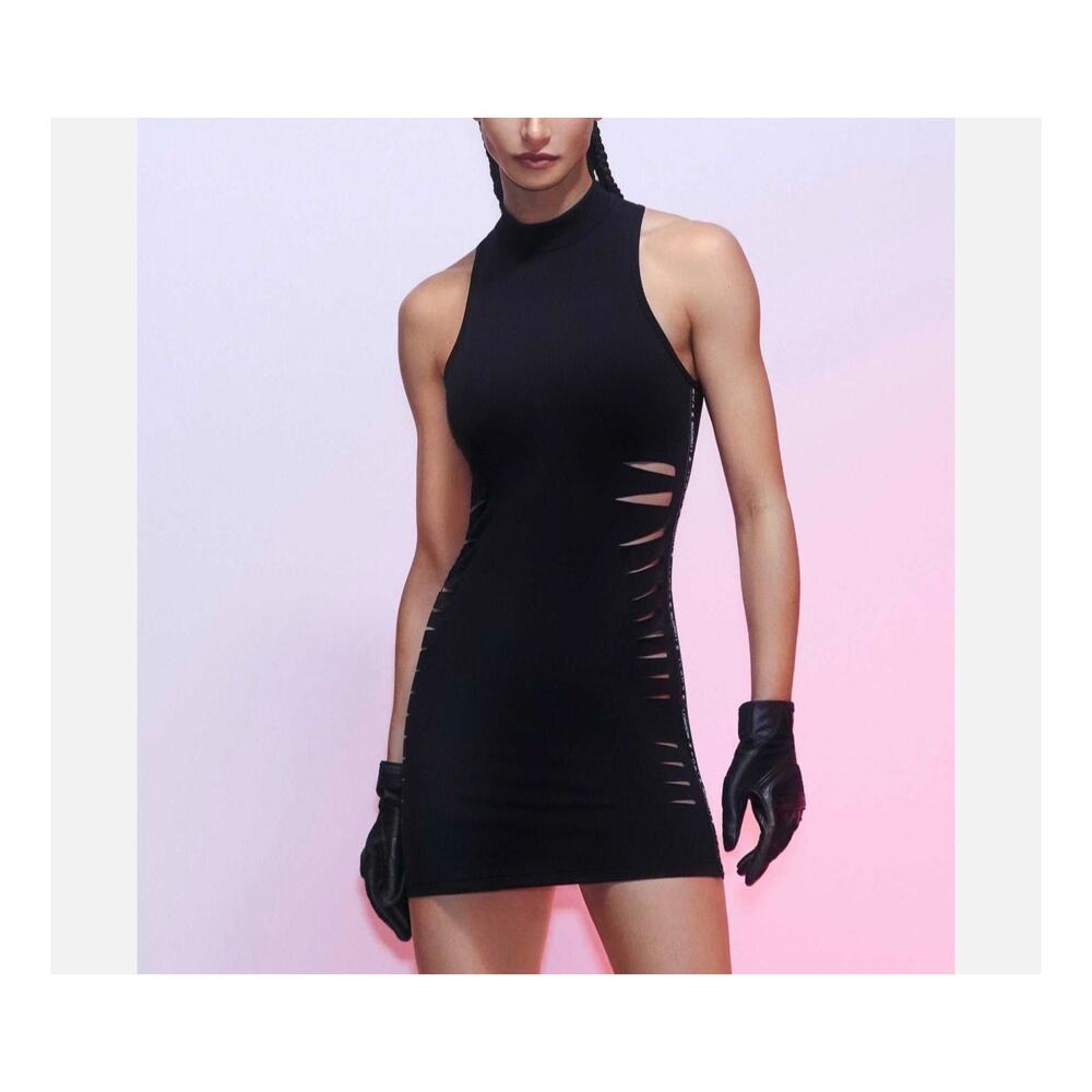 Koral Laser Cut Mini Dress in Black Women's Small